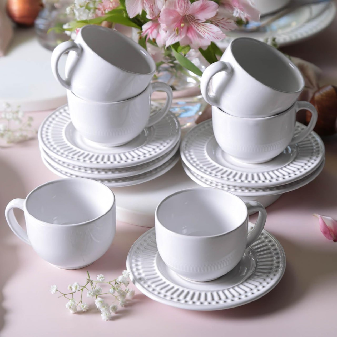 Conjunto com 6 Xícaras de Café com Pires Porto Brasil Roma
