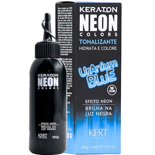 Keraton Coloração Semi-Permanente Em Creme Para Cabelos Sem Amônia Com Cistina Neon Colors 100G Uranium Blue