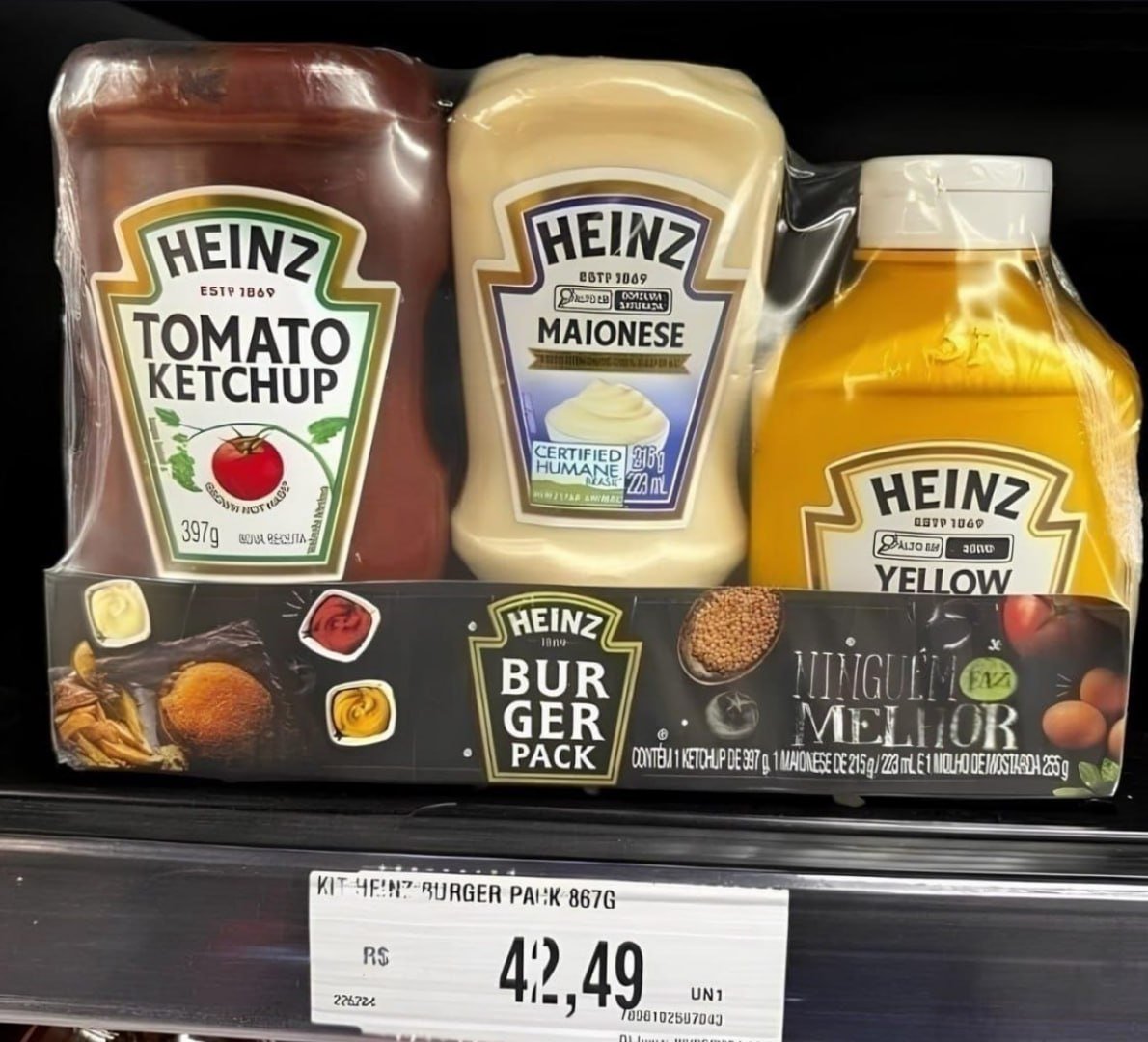 Heinz Pack Hamburger Ketchup + Maionese + Mostarda