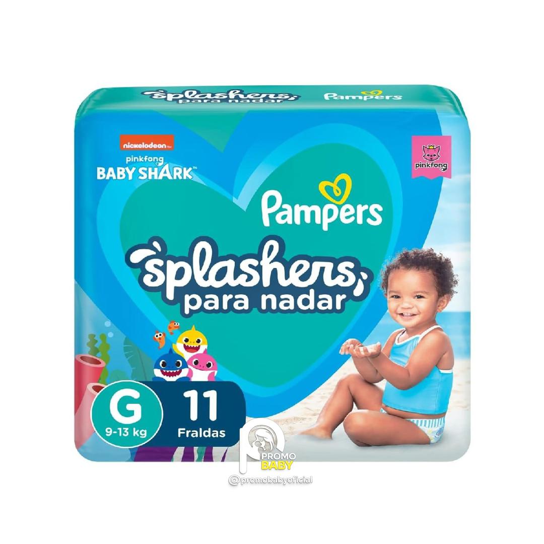 Fraldas Descartáveis Para Água Pampers Splashers Baby Shark - M/G com 11