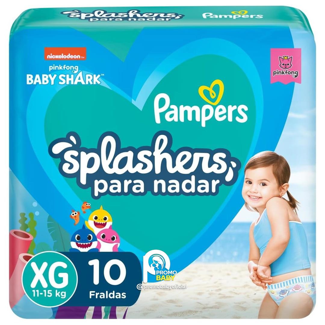 Fraldas Descartáveis Para Água Pampers Splashers Baby Shark G-XG
