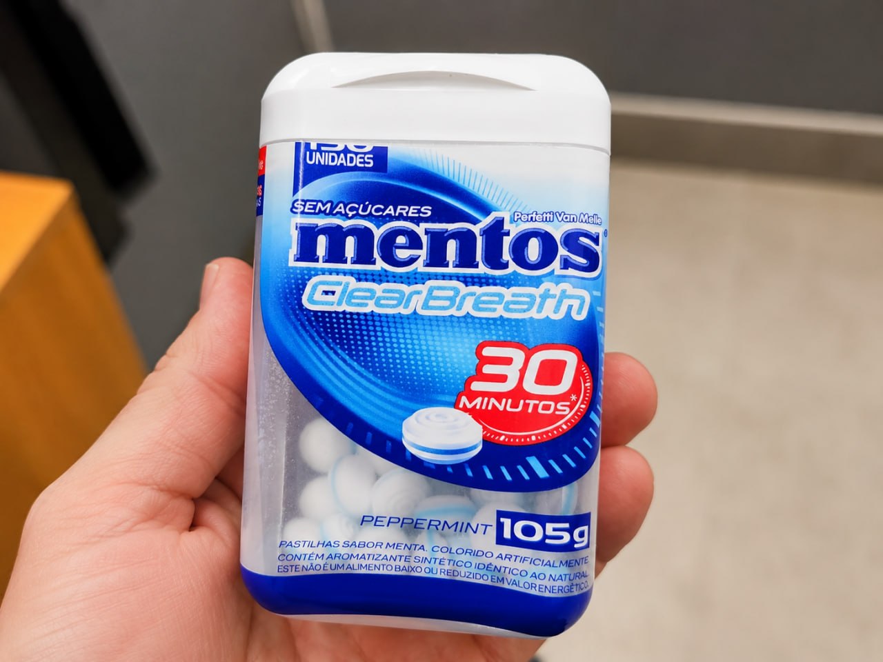 Pastilhas, Mentos, Clear Breath Peppermint, Sem Açúcar, Sabor de Menta - 105g | 150 Unidades