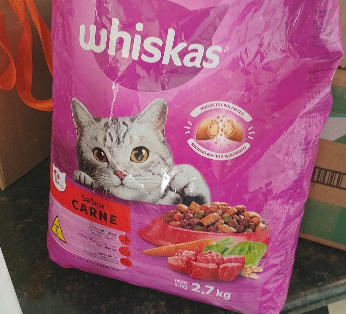 Ração Whiskas Carne Gatos Adultos Sabor Carne 2,7 kg