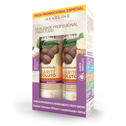 Kit Shampoo e Condicionador - Hidratação Máxima Karité - HEADLINE Especialidades - 500ml
