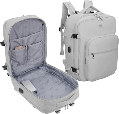 SANTINO Mochila Feminina para Notebook 35L Elegante para Viagem e Trabalho Poliéster Resistente com Porta USB Compartimento para Laptop Alça Carona e Design Moderno [Oslo Pol]
