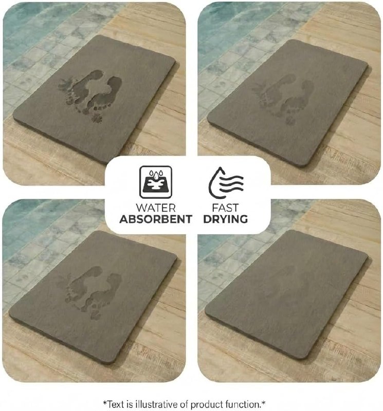 Tapete de Pedra Diatomita para Banheiro Cinza 60cm x 39cm