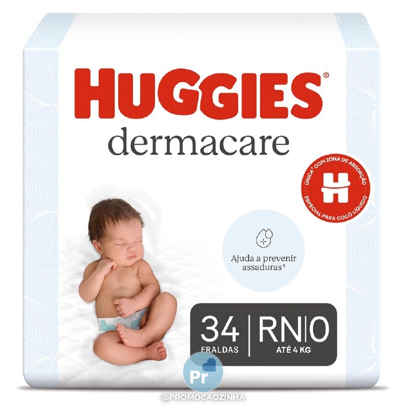 Fralda Huggies Premium Dermacare Tamanho RN - 34 Fraldas