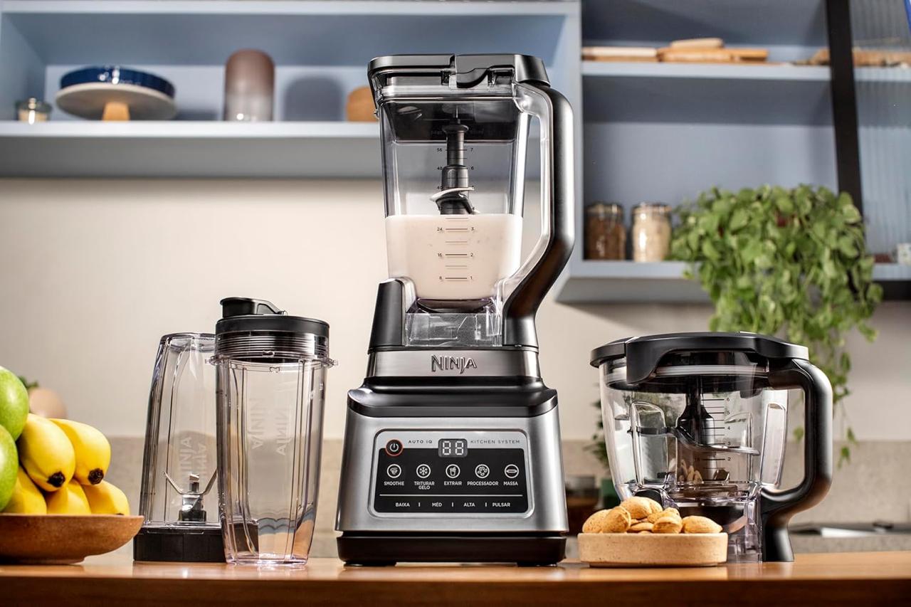 NINJA LIQUIDIFICADOR 1200 W, Jarra 2,2L, Jarra de Processador de 2L e 1 Copo para Levar