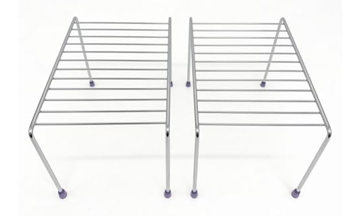 Kit 2 Organizadores de Cozinha Aramado Cromado para Armário Prateleira Multiuso 32cm