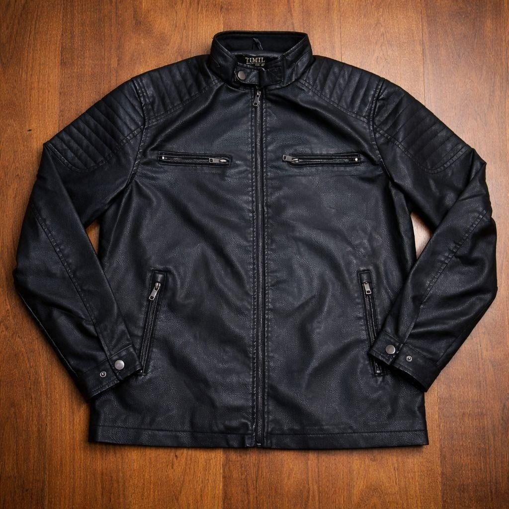 Jaqueta De Couro Masculino Slim Inverno Frio Sem Capuz