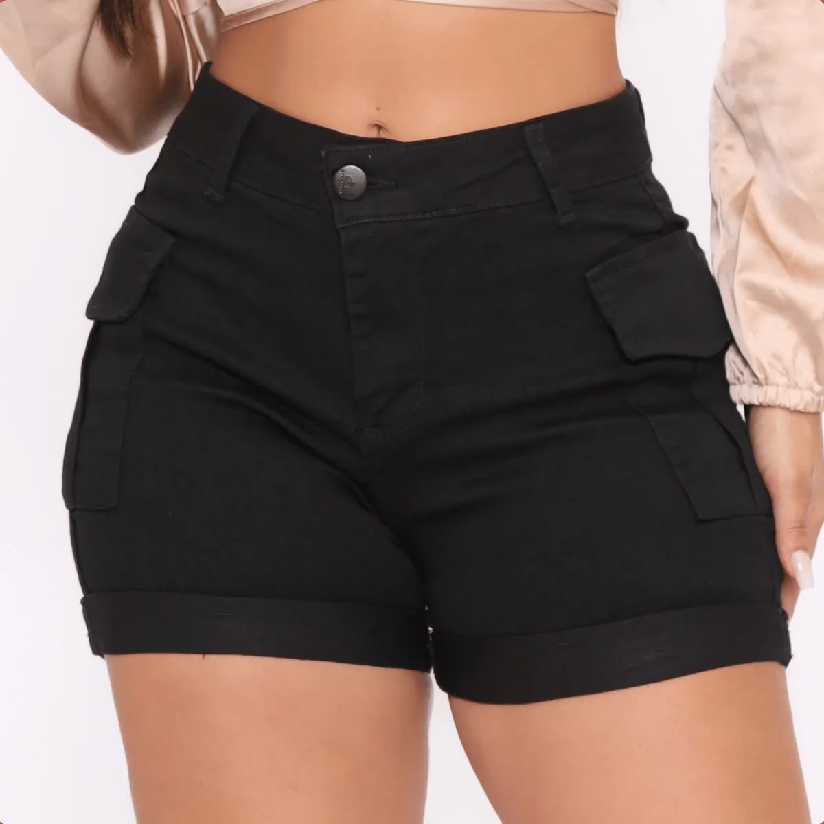 Short Jeans Feminino Com Lycra Cintura Alta