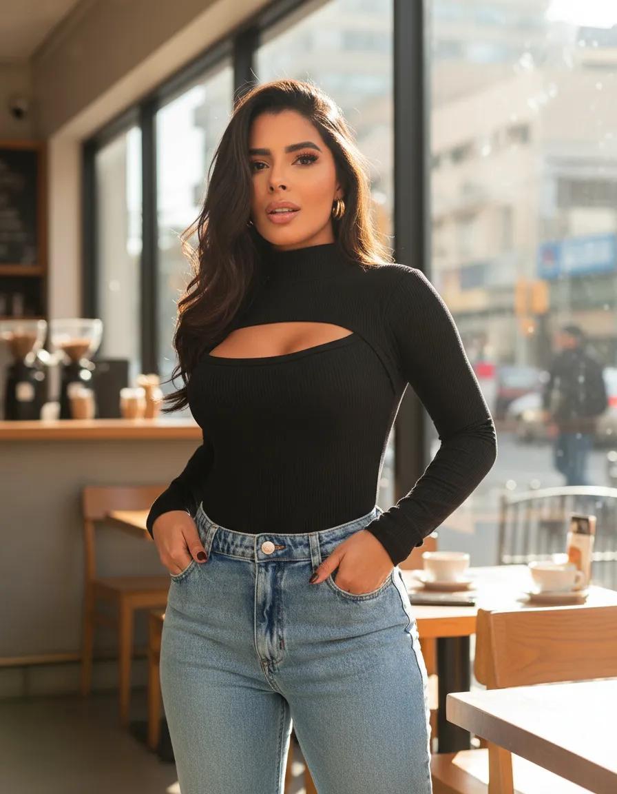 Body Gringa Manga Longa Blusinha Blogueira Gola Alta