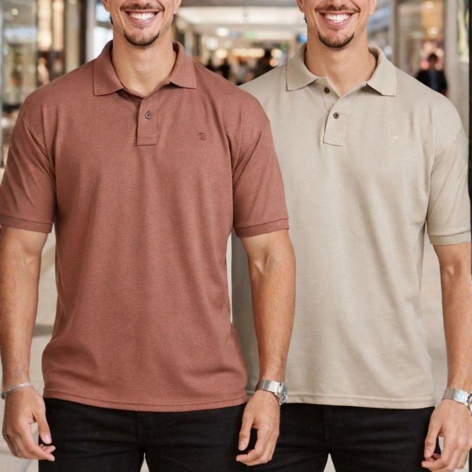 Kit 2 Camisas Masculinas Polo Piquet Casual Elegance