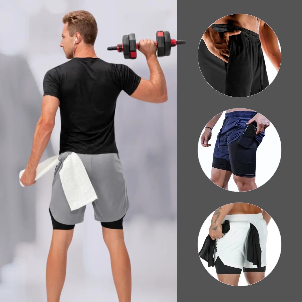 Kit 3 Shorts De Compressão 2 Em 1 Masculino Treino Acaedemia