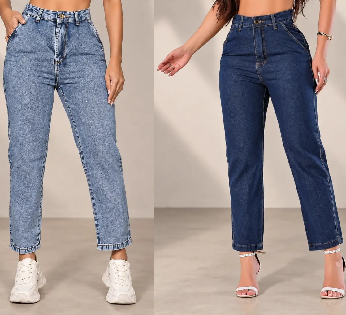 Calça Jeans Wide Leg Feminina Cintura Alta Sem Lycra Stillge
