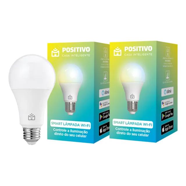 Kit 2 Lâmpadas Smart Wi-Fi Positivo Casa Inteligente 9W