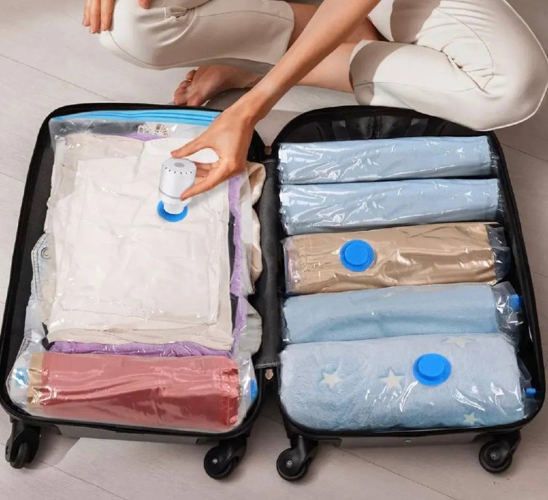 Kit 5 Sacos Vácuo 60x80cm Bomba Bivolt Viagem Roupas