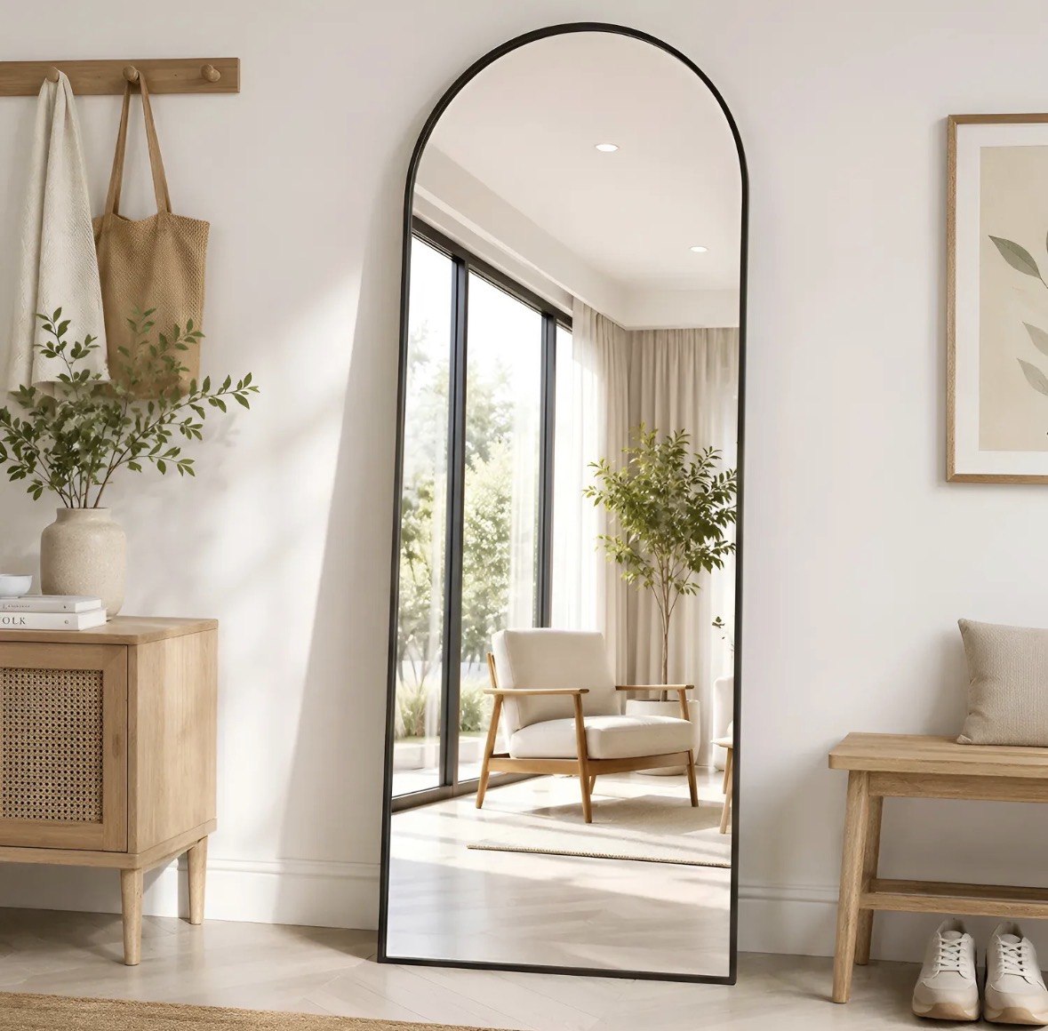 Espelho De Chão Corpo Inteiro Arco 165*60cm Com Suporte U