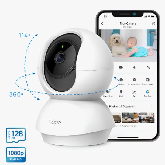 TP-Link Tapo C200 Câmera de Segurança Wifi 1080P 360° Pan/Tilt
