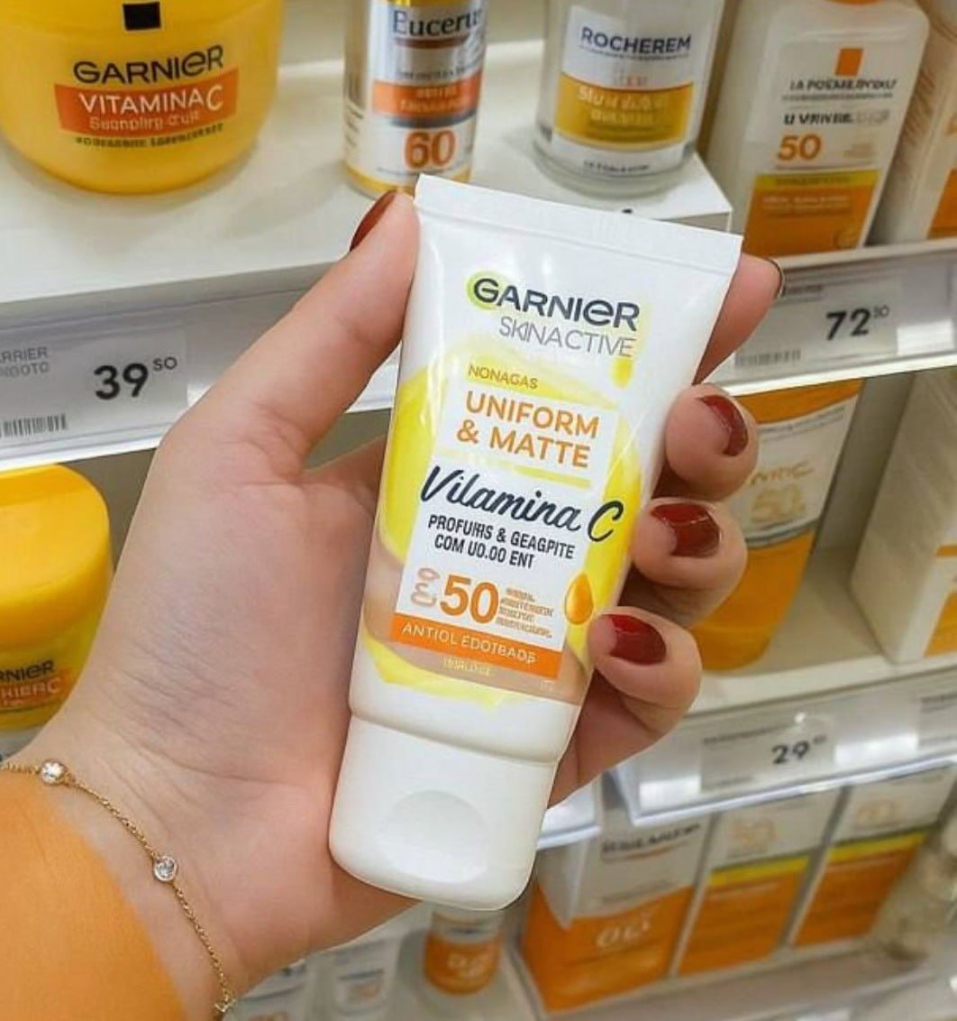 Protetor Solar Hidratante Facial com Vitamina C, Efeito Matte e Ação Redutora de Manchas, Cor Clara