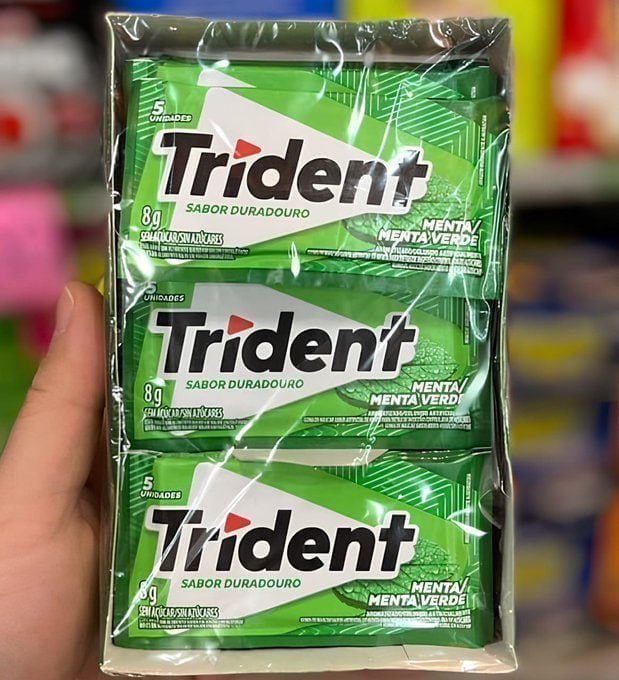 Chiclete Trident Menta Sem Açúcar - Caixa Com 21 Unid. De 8g