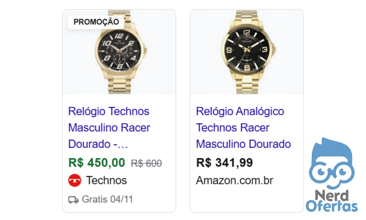 Relógio Technos Masculino Racer Dourado - 6p29ald/1p Fundo Preto