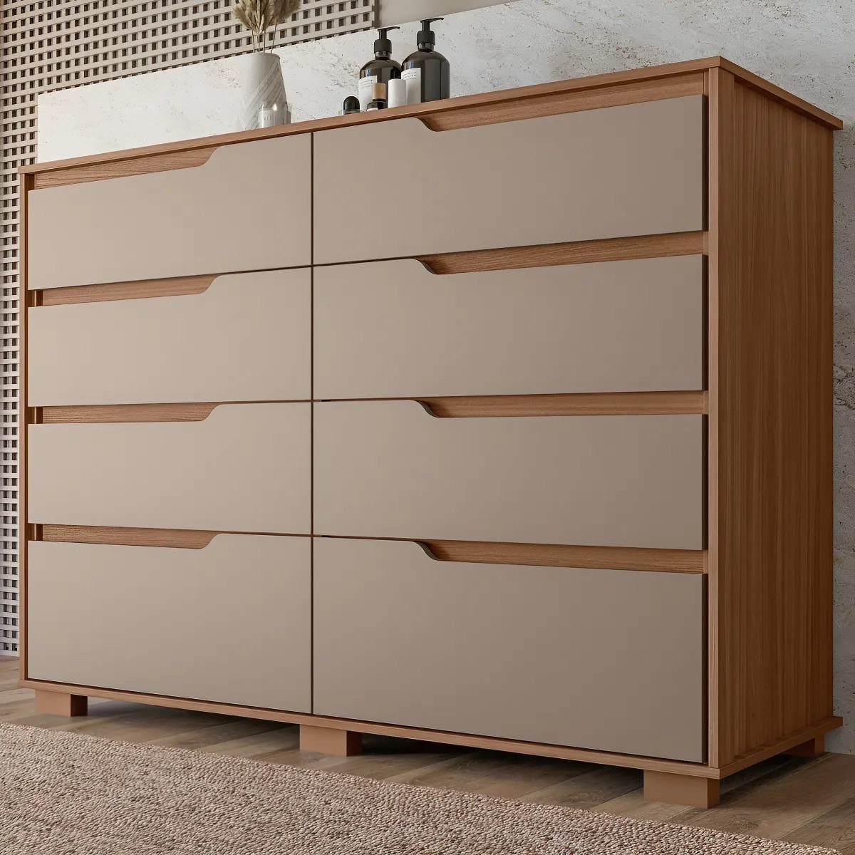 Cômoda Para Quarto 8 Gavetas 147cm Georgia