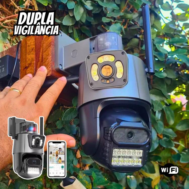 Câmera segurança Ip Wifi P11-qq6 Lente Dupla 6mp app Icsee cor preto