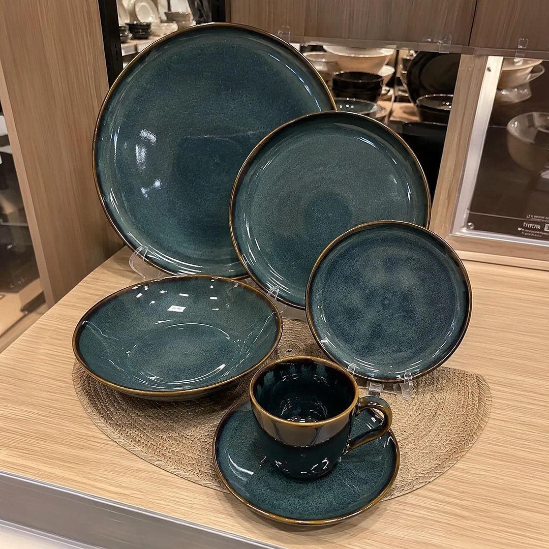 Aparelho de Jantar Stoneware Azul Linha Oceano 30 Peças