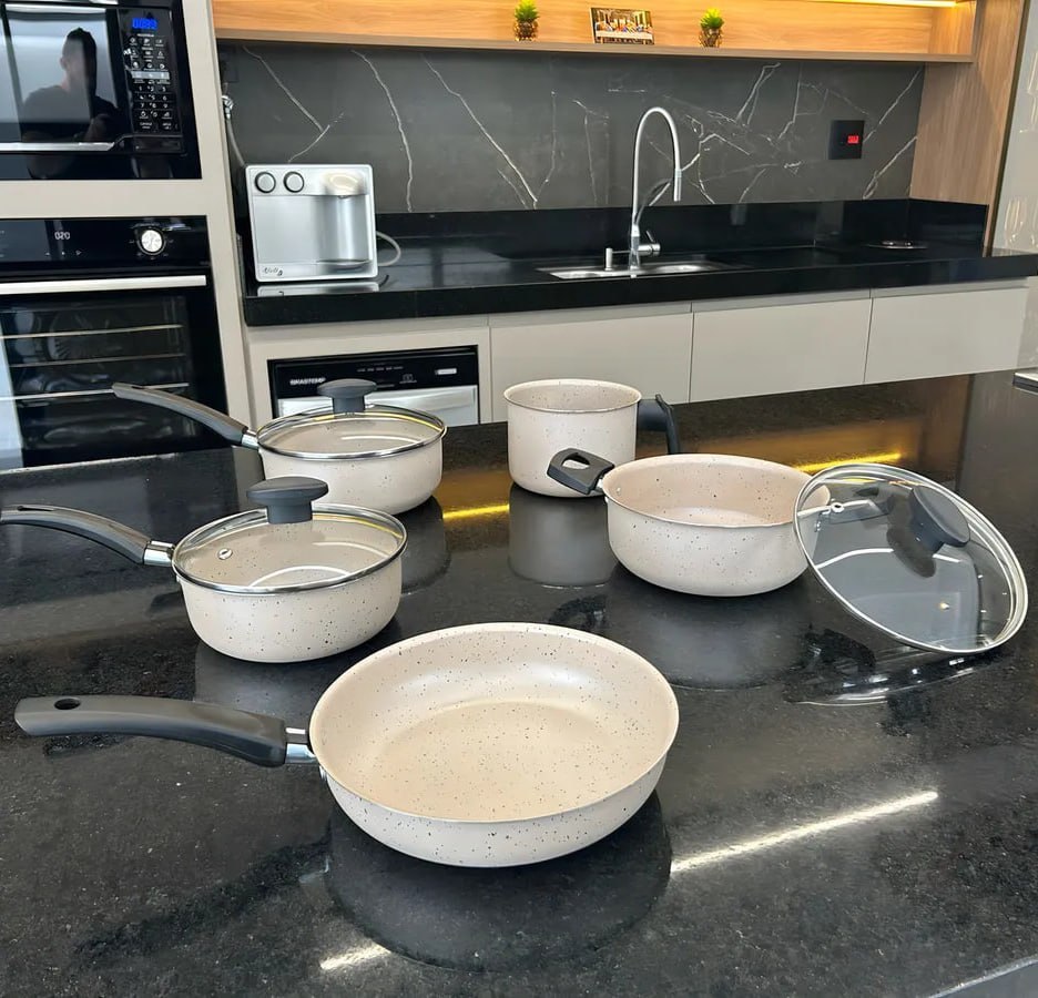Conjunto Panelas Antiaderente 10 Peças Teflon Várias Cores
