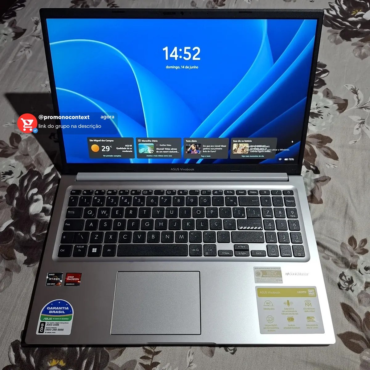 Notebook Positivo Vision R15M Ryzen 5 5625U IPS