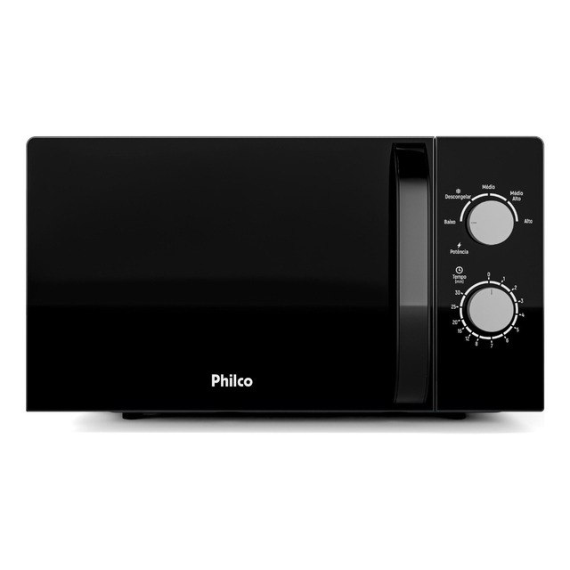 Micro-ondas Philco 20L Preto Mecânico Limpa Fácil PMO23M 220V