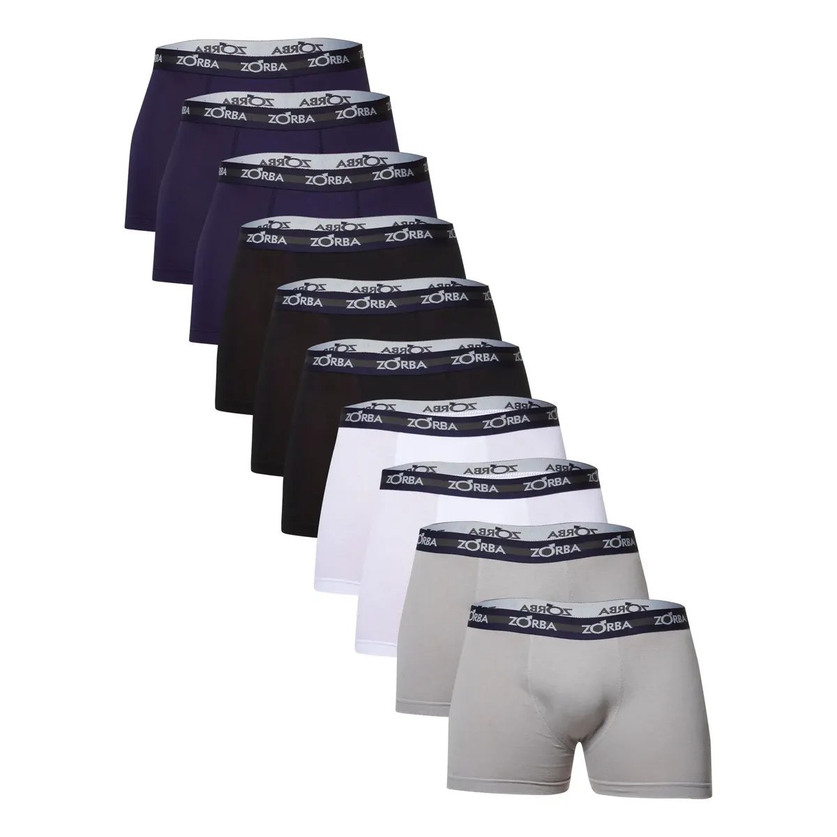 Kit Com 10 Cuecas Boxer Com Elástico Masculina Zorba