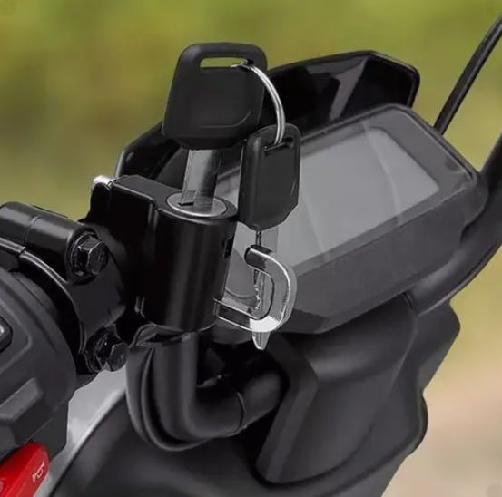 Trava De Segurança Para Capacete De Moto E Bike Com 2 Chaves