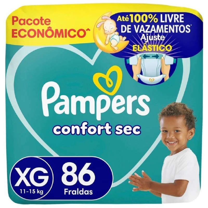 Fralda Pampers Confort Sec XG com 86 Unidades
